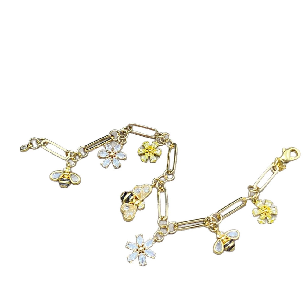 kate spade Gold Plated Zircon Enamel Bee Stud Earrings Resort Style Bracelet Set - Picture 5 of 6